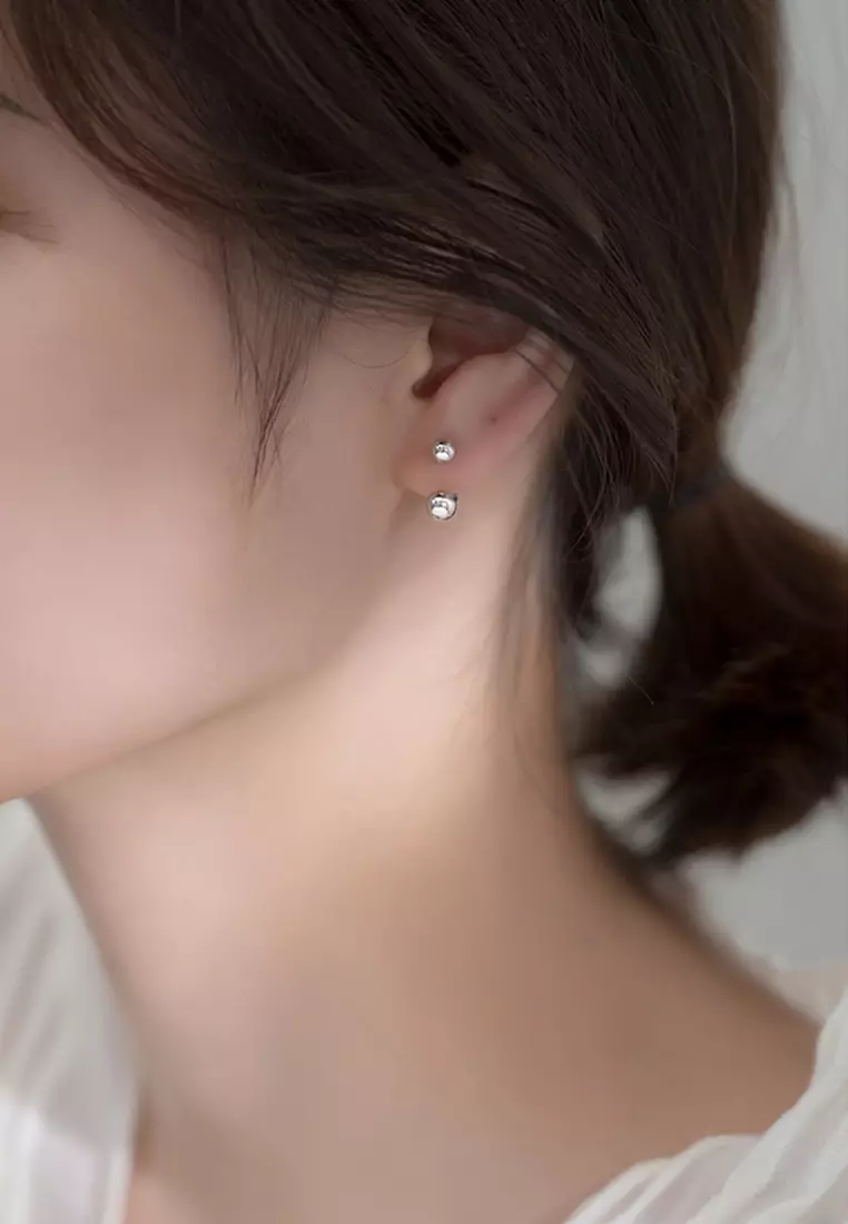 925 Silver Double Beads Earrings JW AR-G8848