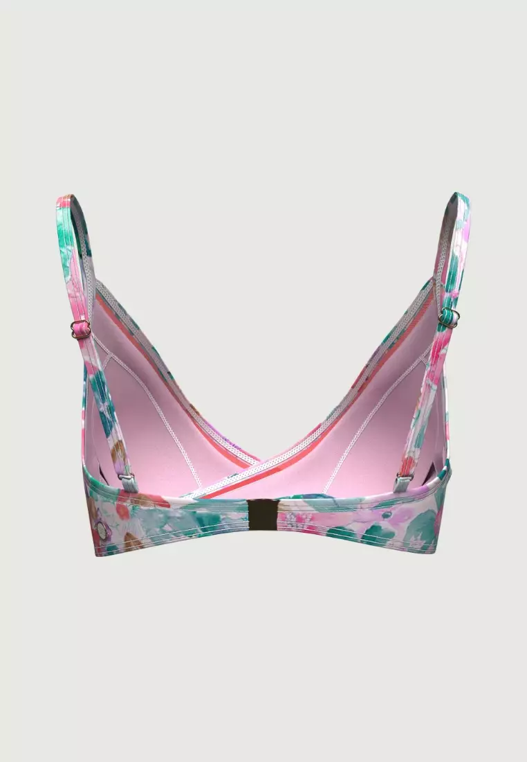 Floral Focus Mint Cross Front Bikini Top