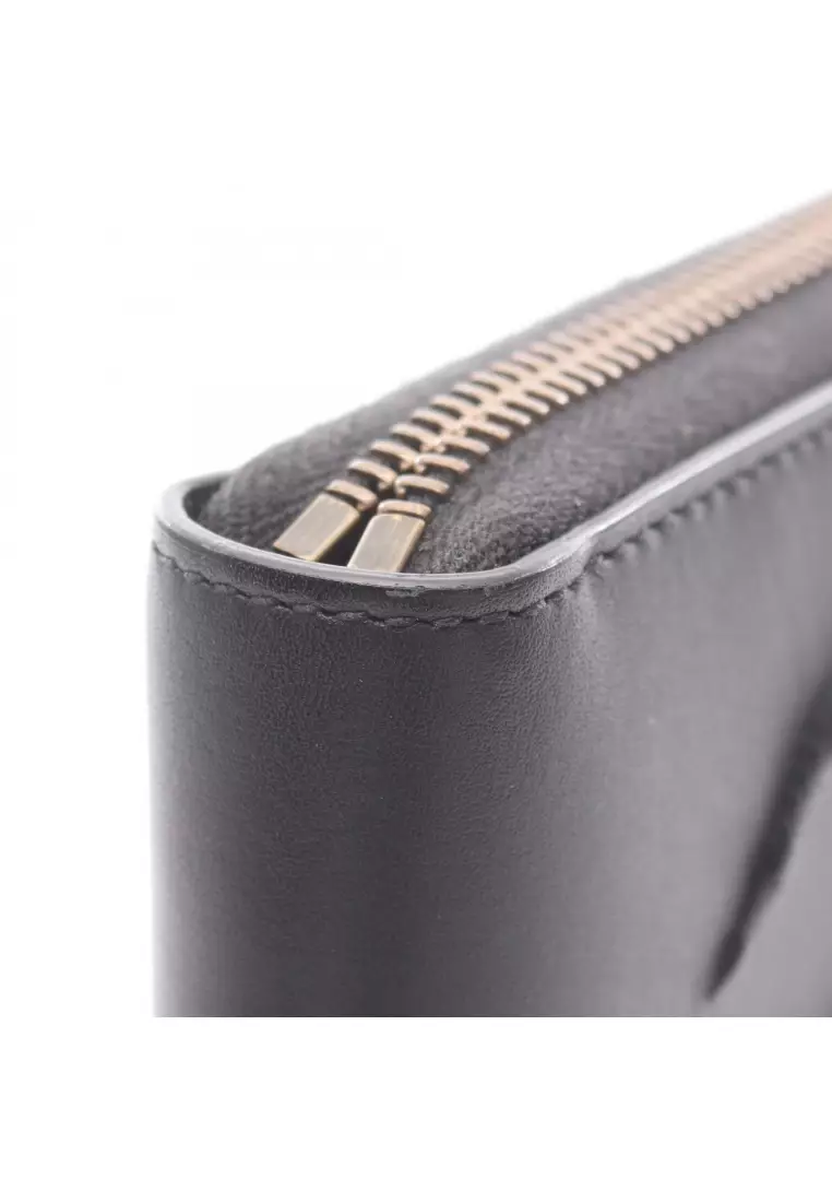 Pre-Loved Gucci snake round zipper long wallet leather black