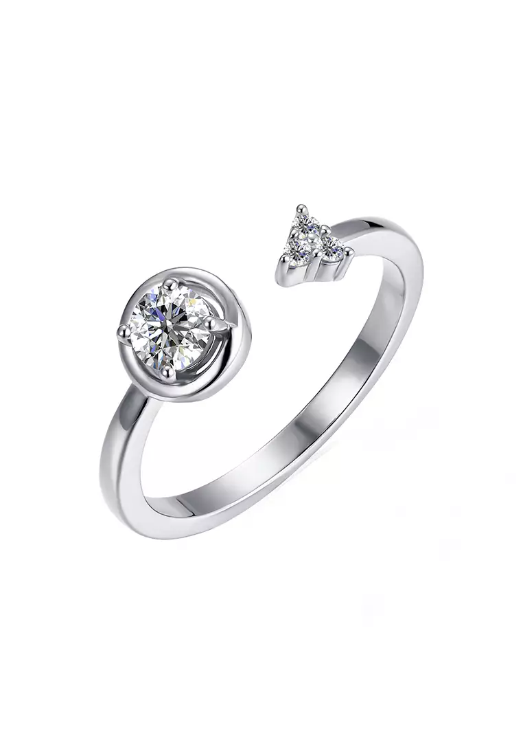 Berlian Moissanite La Fleche Ring [GRA CERTIFICATE MOISSANITE DIAMOND] - Cincin 0,3 CT Moissanite Diamond 925 Silver Celesta by Her Jewellery