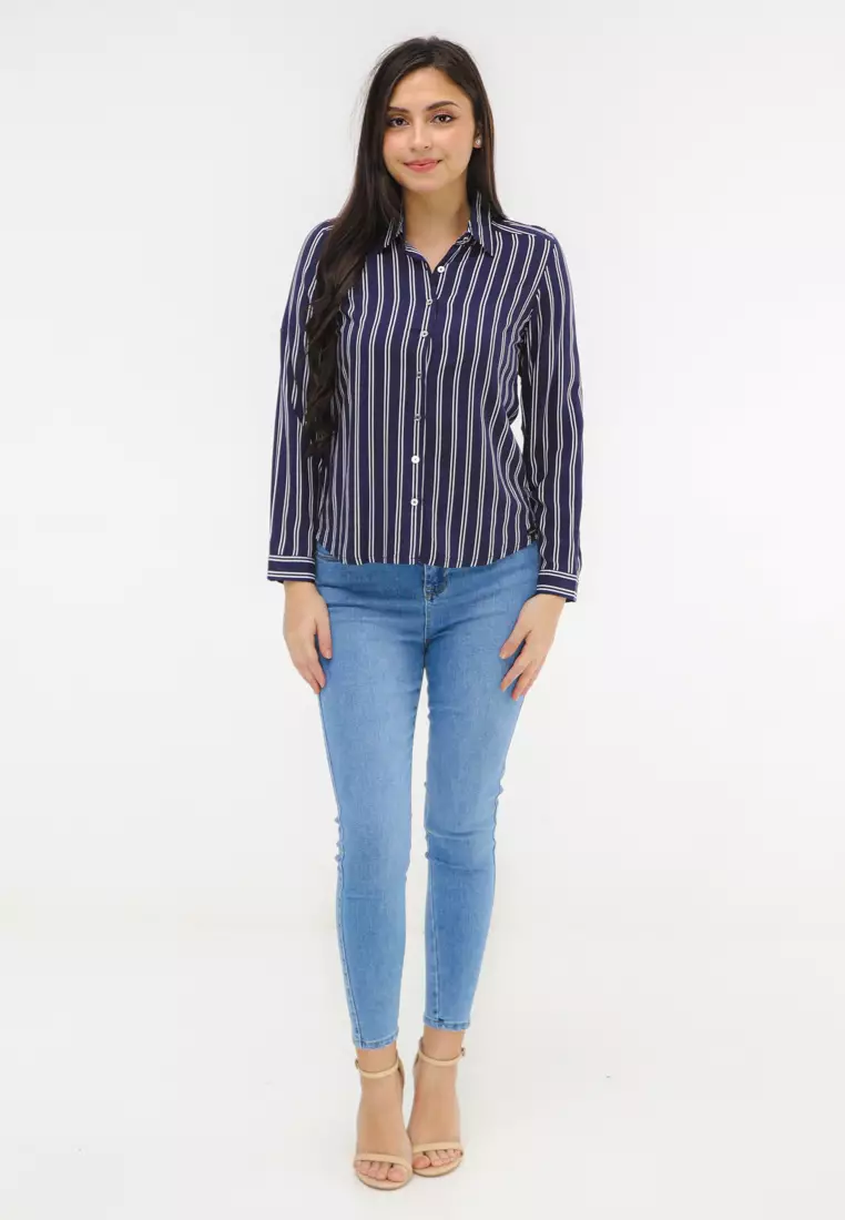 Woven Printed Rayon Long Sleeves Blouse