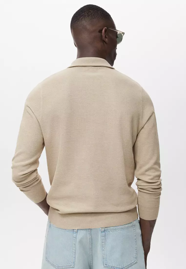 Microstructure Sweater With Zipper Collar