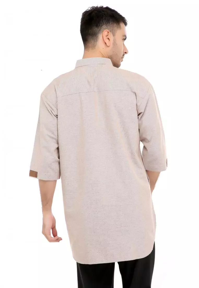 Baju Koko Gamis Muslim Pria Abyan - Cream