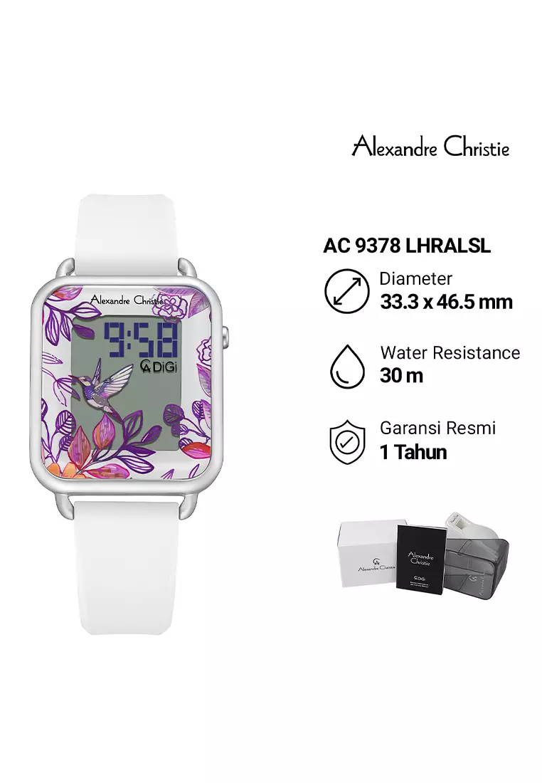 Alexandre Christie Jam Tangan Digital Wanita White Rubber Strap - 9378 LHRALSL