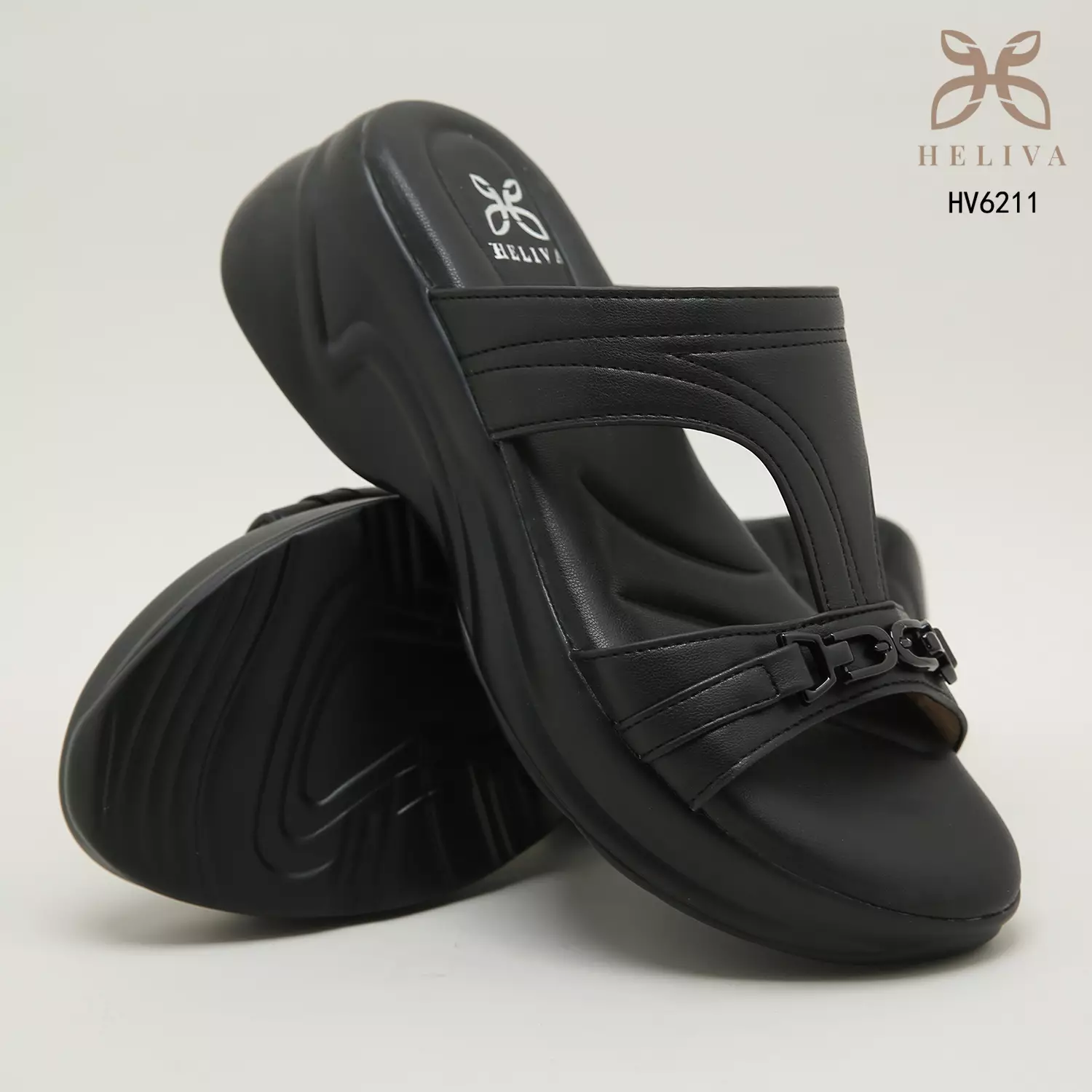 Heliva Joyce Lady Sandals Wedges Double Strap Chain Sol 5cm