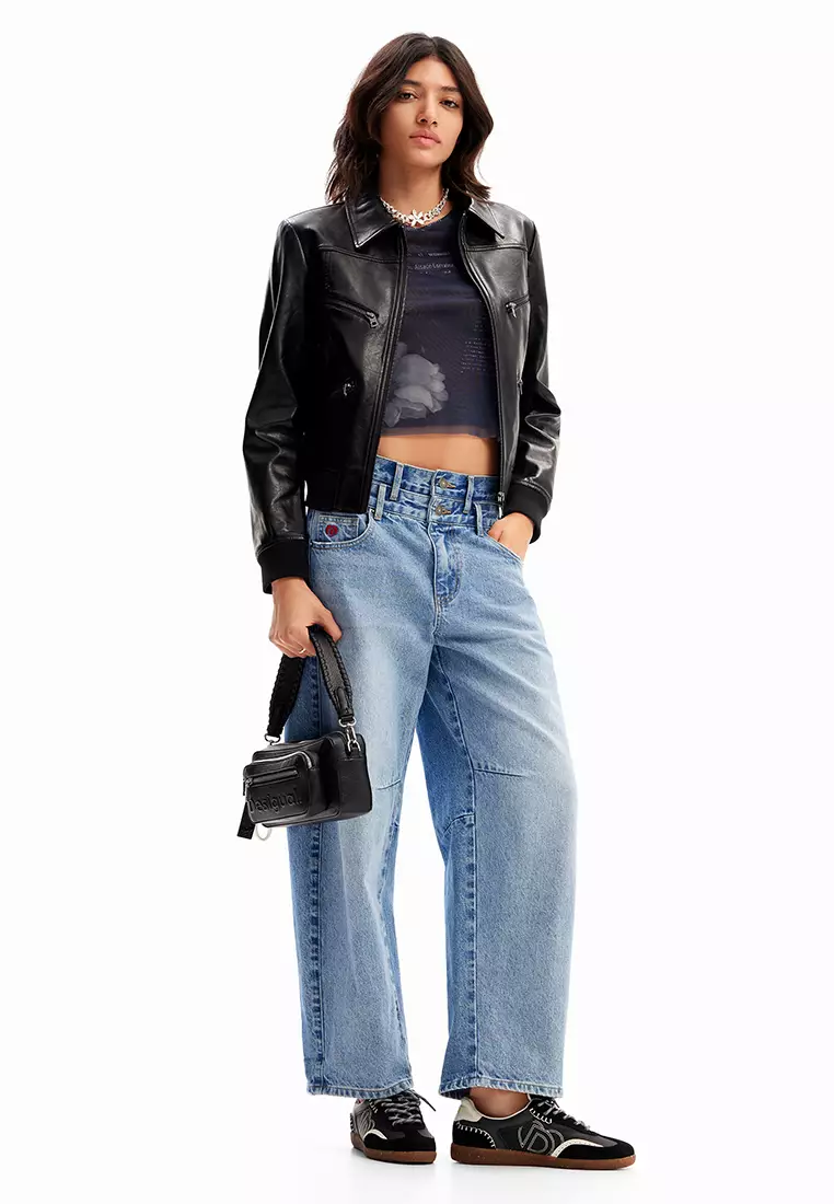 Desigual Woman Double-waistband balloon jeans.