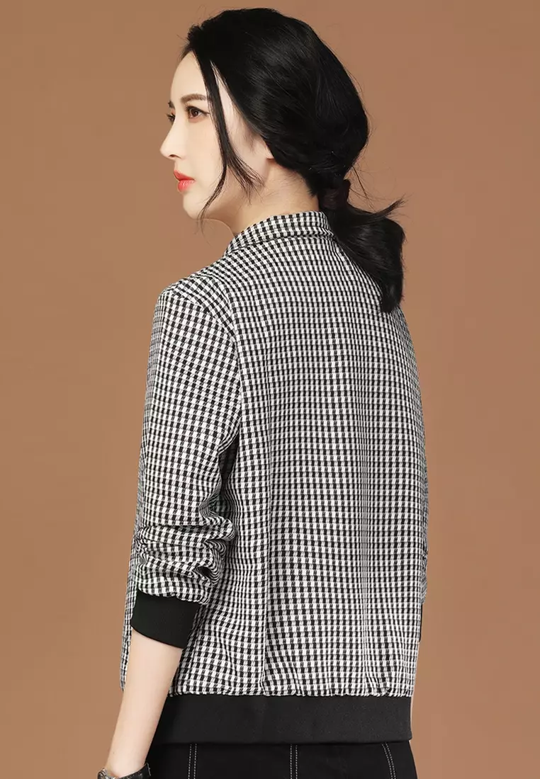 Black and white clearance checkered jacket womens