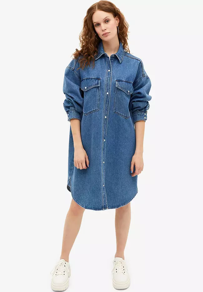 Buy Monki Denim Shirt Dress Online ZALORA Malaysia