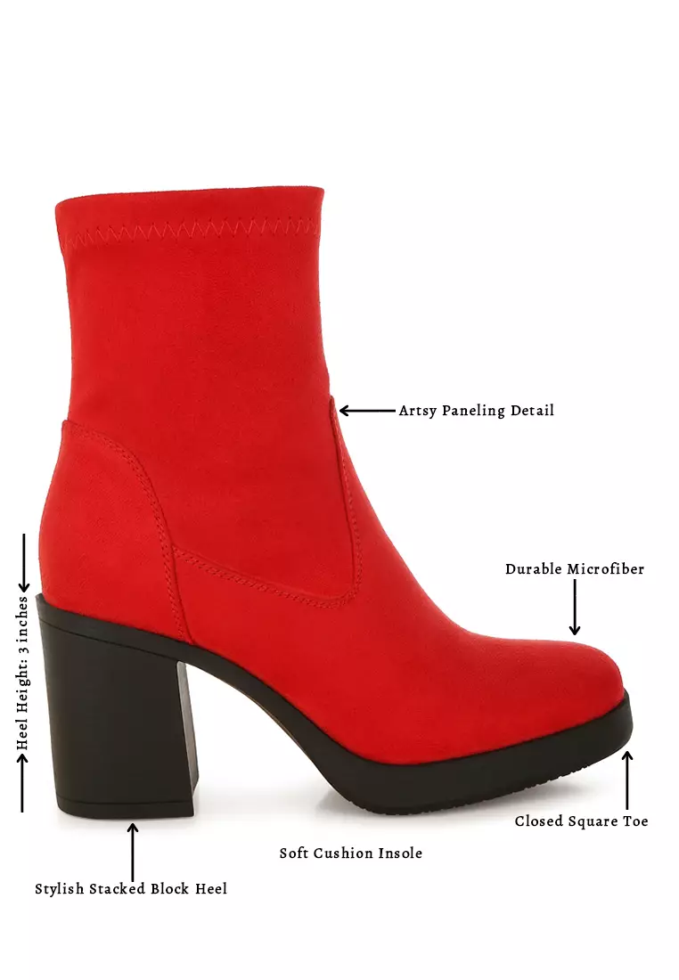 Sepatu Bot Kaus Kaki Mikrofiber Warna Merah