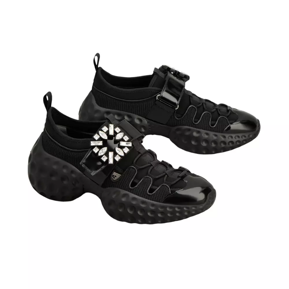 Jual Roger Vivier Viv' Run Light Trekky Fabric Sneakers Black