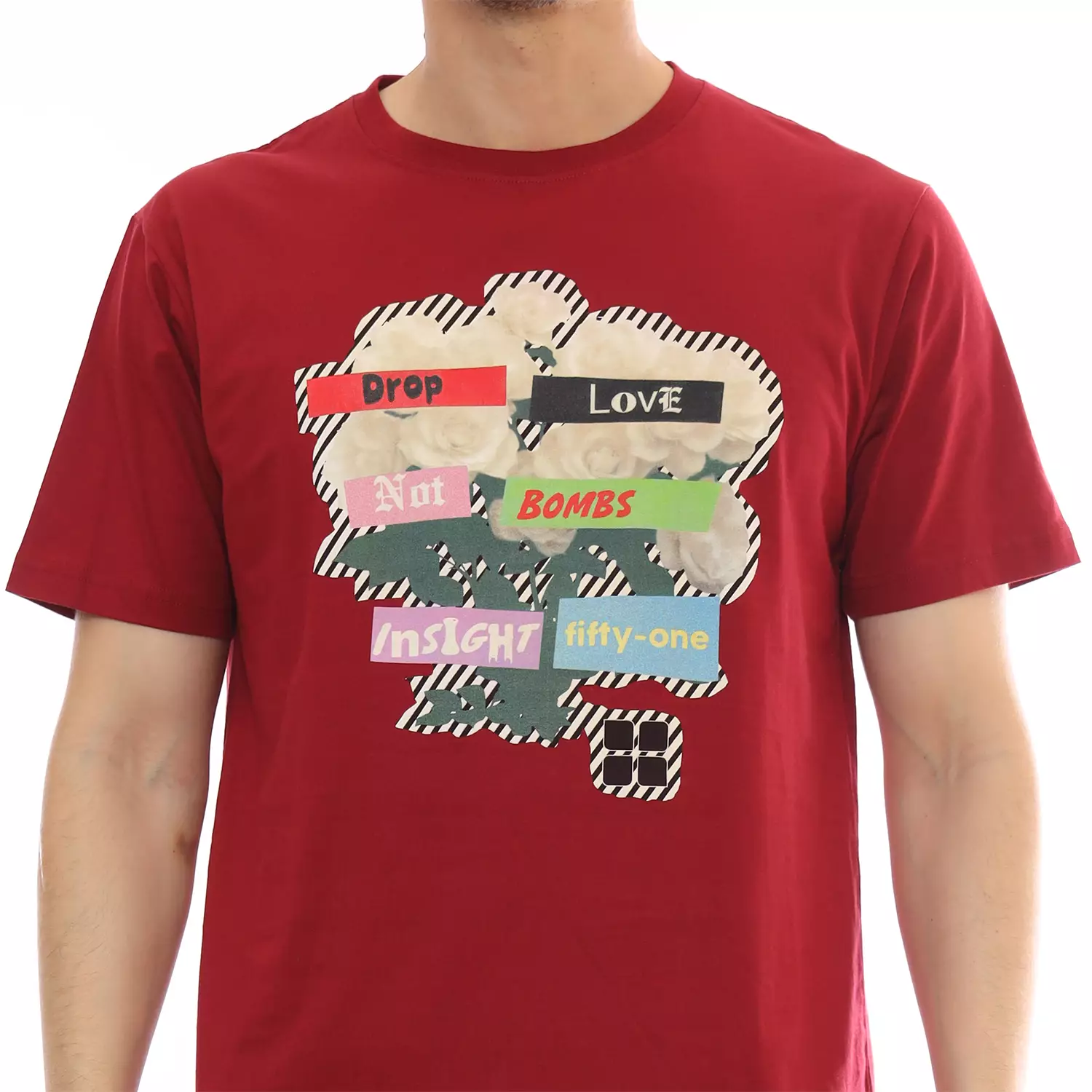 Insight Kaos Lengan Pendek Pria Merah Tua Terang A Drop Love Tee Planet Surf