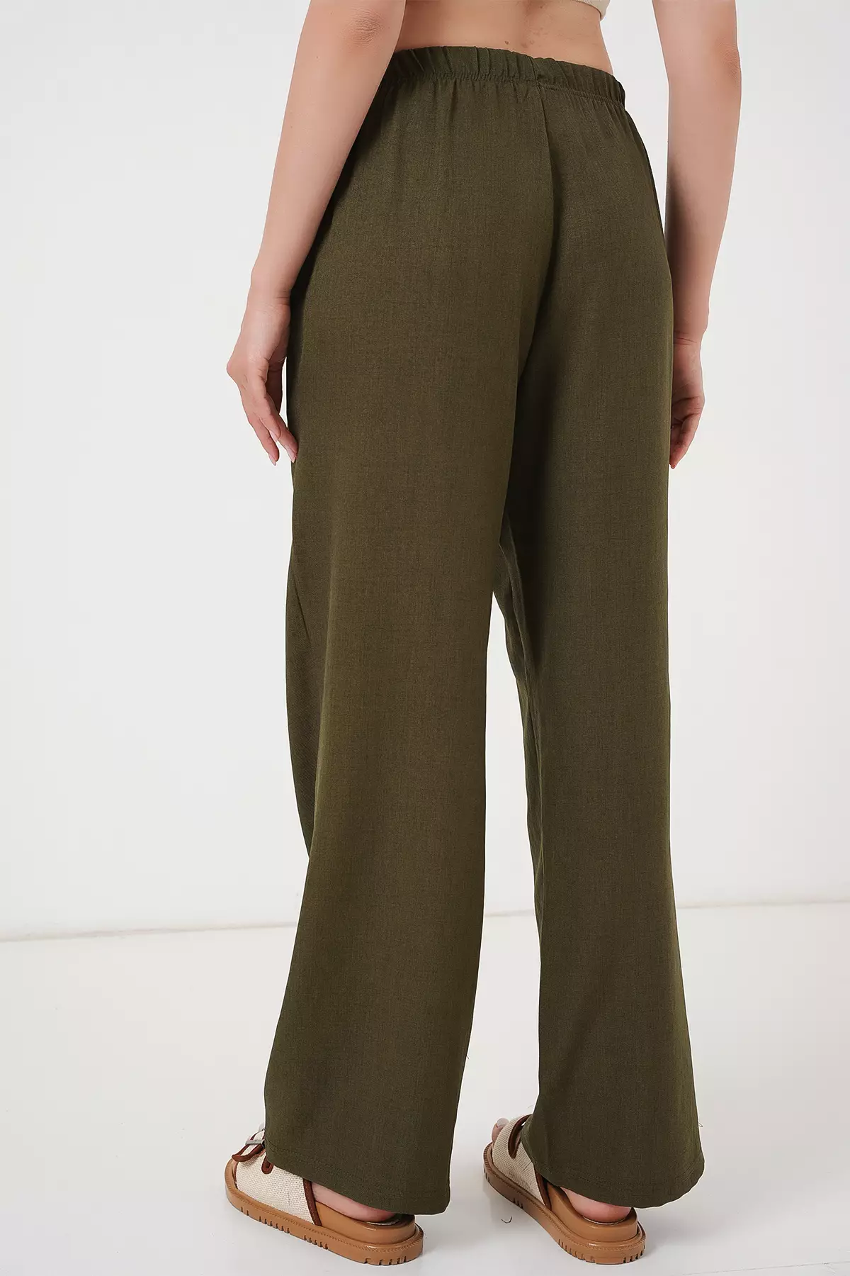 Wide Leg Linen-Look Trousers