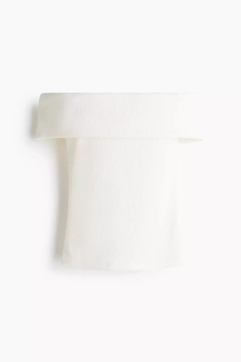 Rib-knit off-the-shoulder top