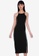 ZALORA BASICS black Contrast Piping Midi Dress with Slit 55ED5AA9639CE0GS_4