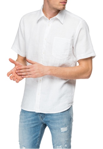 REPLAY white Linen shirt with pocket 54C93AA6D5D6F3GS_1
