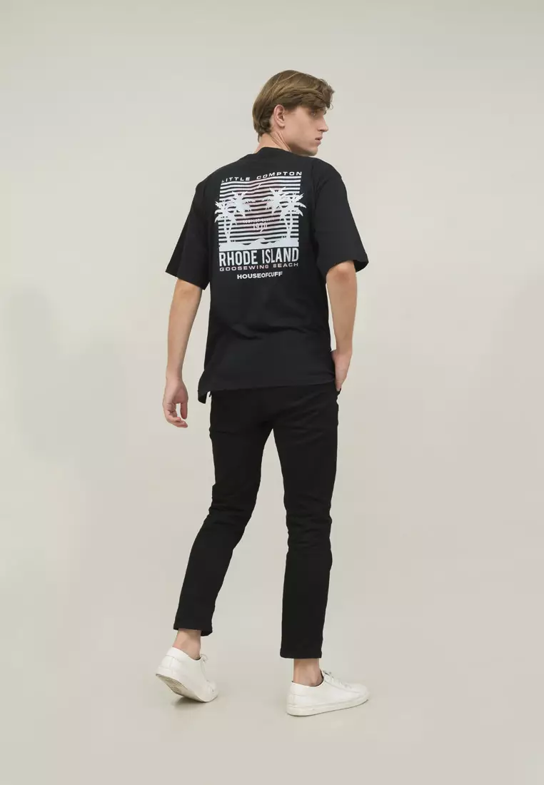 Kaos oversized hitam t shirt rhode island unisex pria houseofcuff