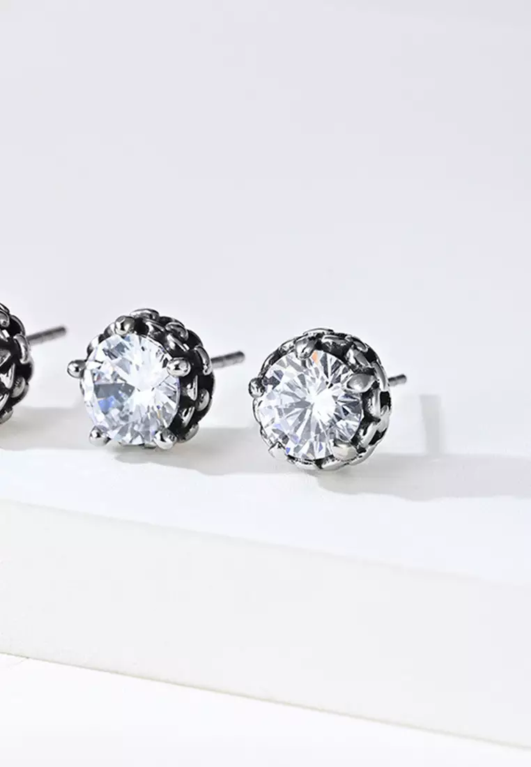 Unisex Titanium Steel Zircon Earrings JW QF-EH035