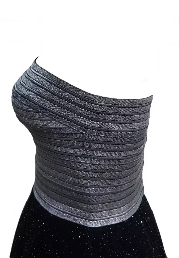 Romantic Shiny Elasticband Glitter Tulle Short Dress