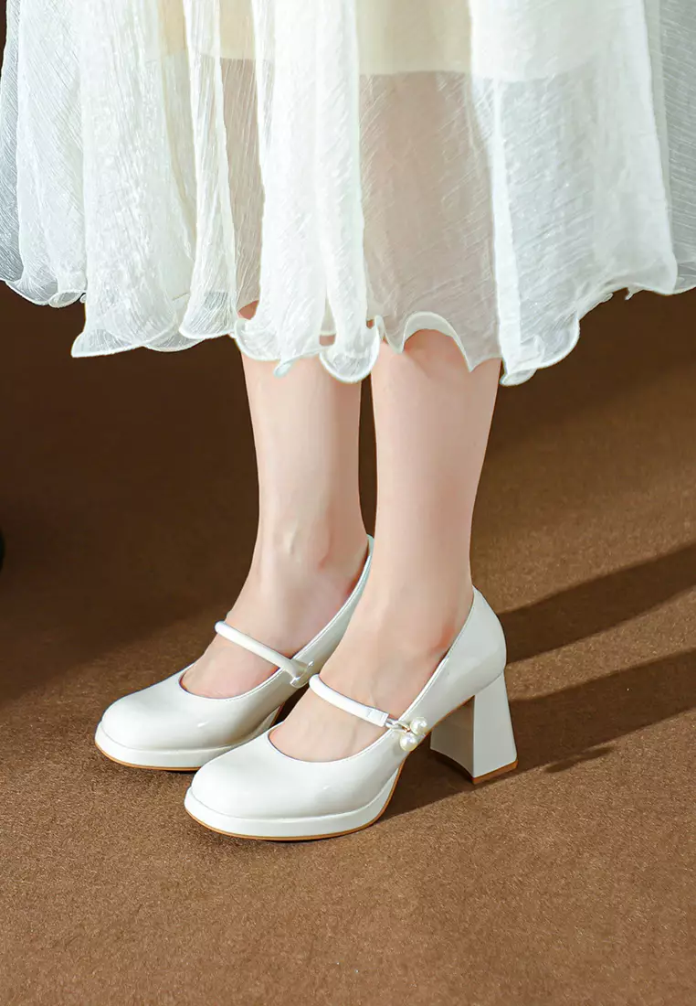 7CM Pearl Strap Mary Jane Shoes BY2465-22