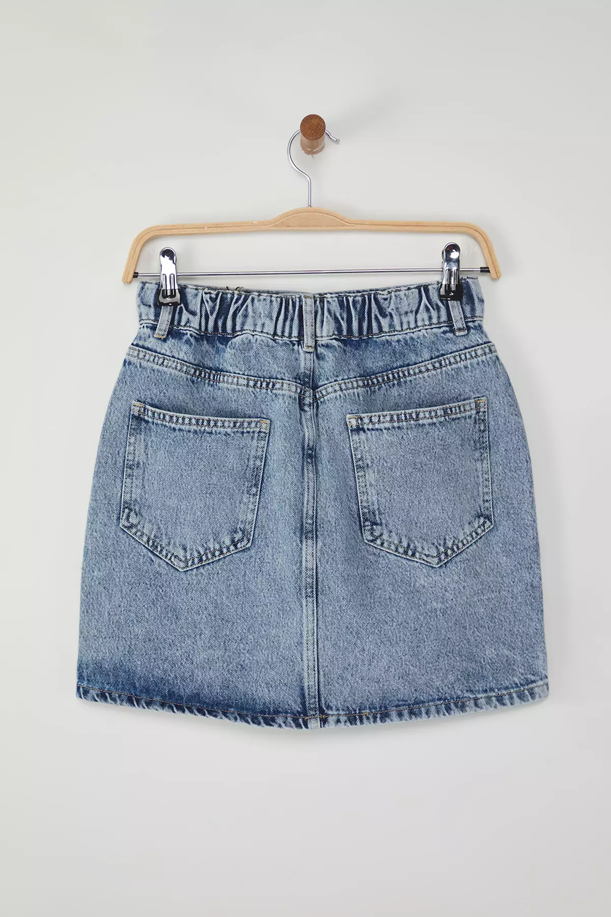 Buy Trendyol Blue More Sustainable Elastic Waist Mini Denim Skirt