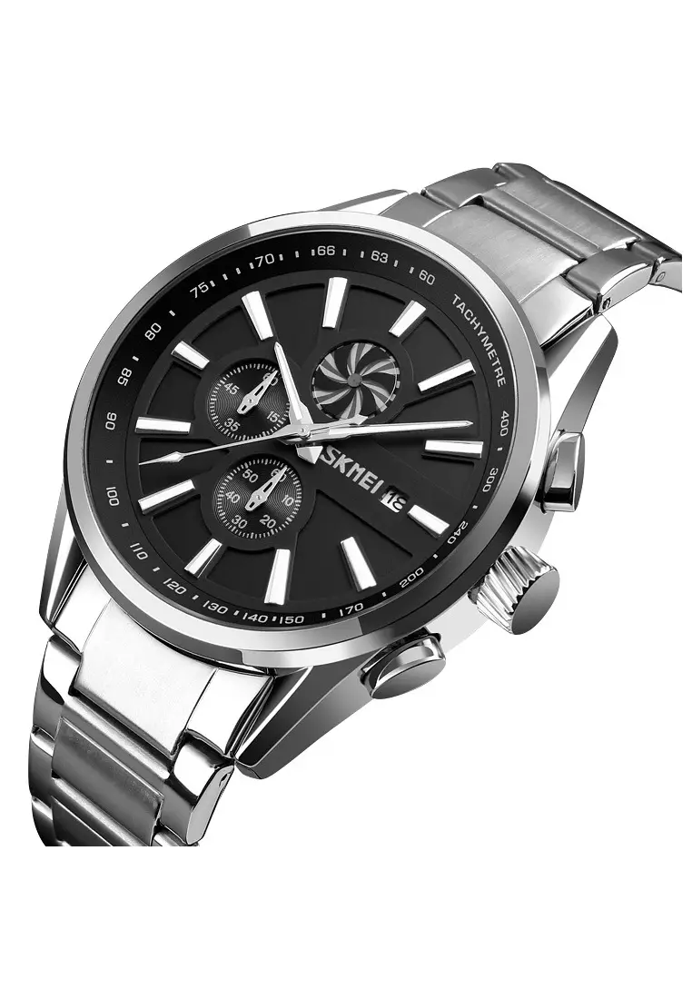 Jam Tangan Analog Pria Strap Stainless Steel Waterproof Minute Second Dial Calendar Design Sporty Berkualitas PY12 ORIGINAL