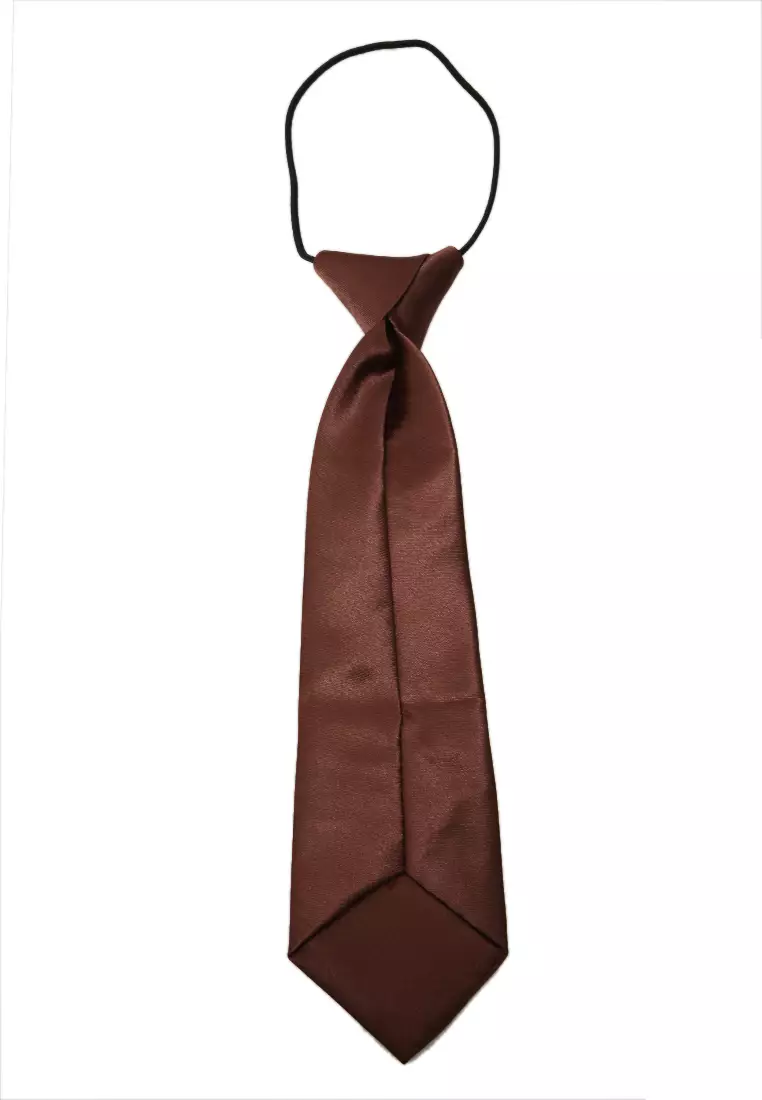 Deborah Aksesoris Fashion Dasi Instan Anak Pria Motif Polos Child Tie Material Satin ORIGINAL - Brown