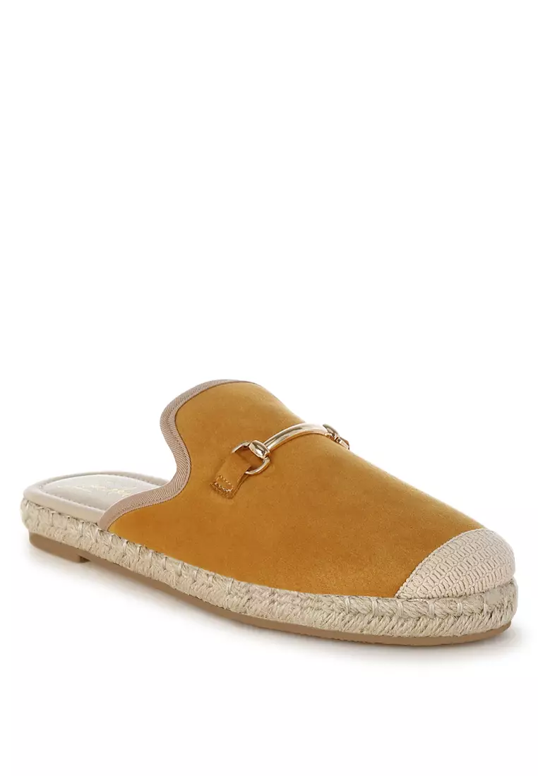Horsebit Detail Espadrilles Mules In Brown