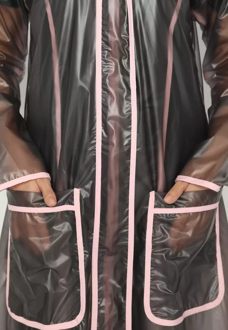 Queeni Raincoat Black-Pink
