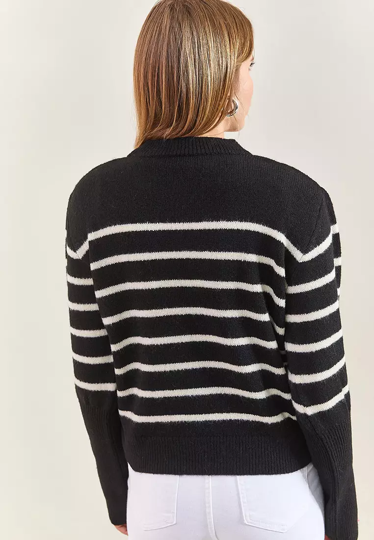 Striped Knitwear Sweater with Cufflinks