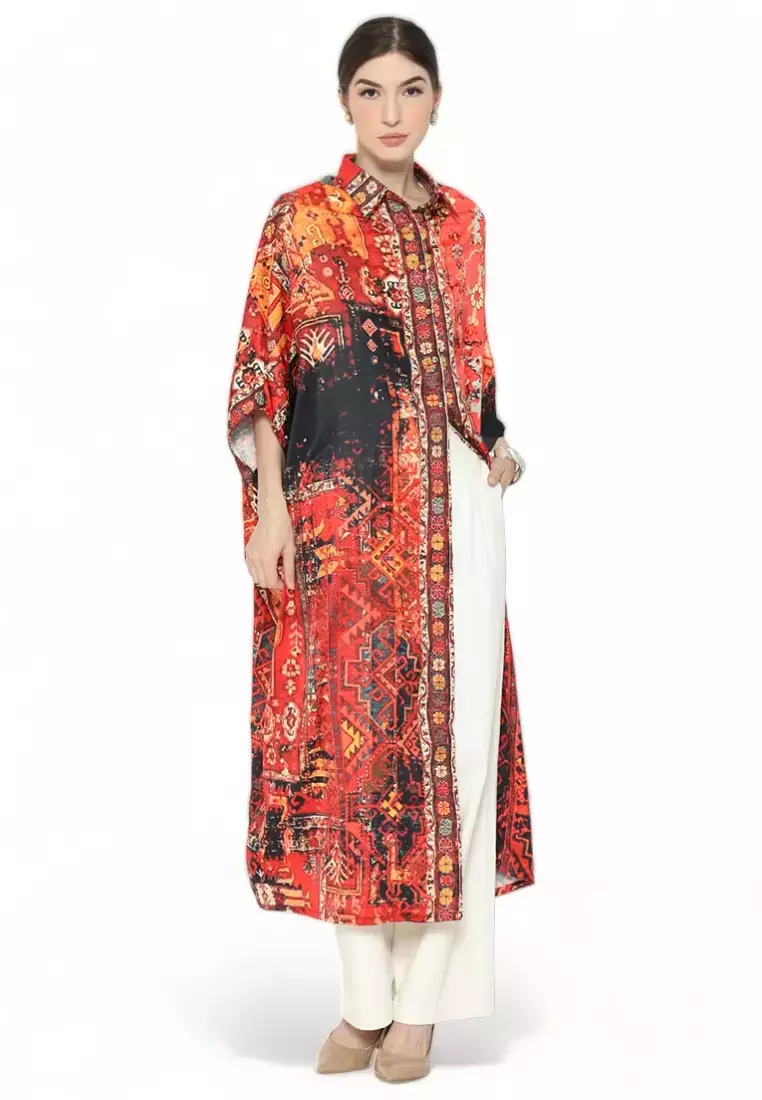 Kanzi 3/4 Sleeve Collared Kaftan