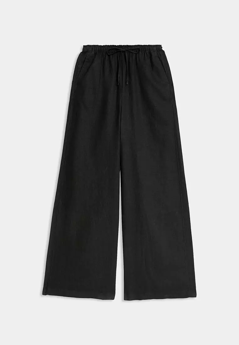 Pure Linen Wide Leg Palazzo Trousers