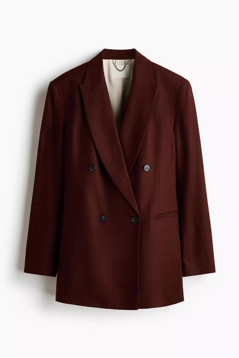 Linen-blend blazer