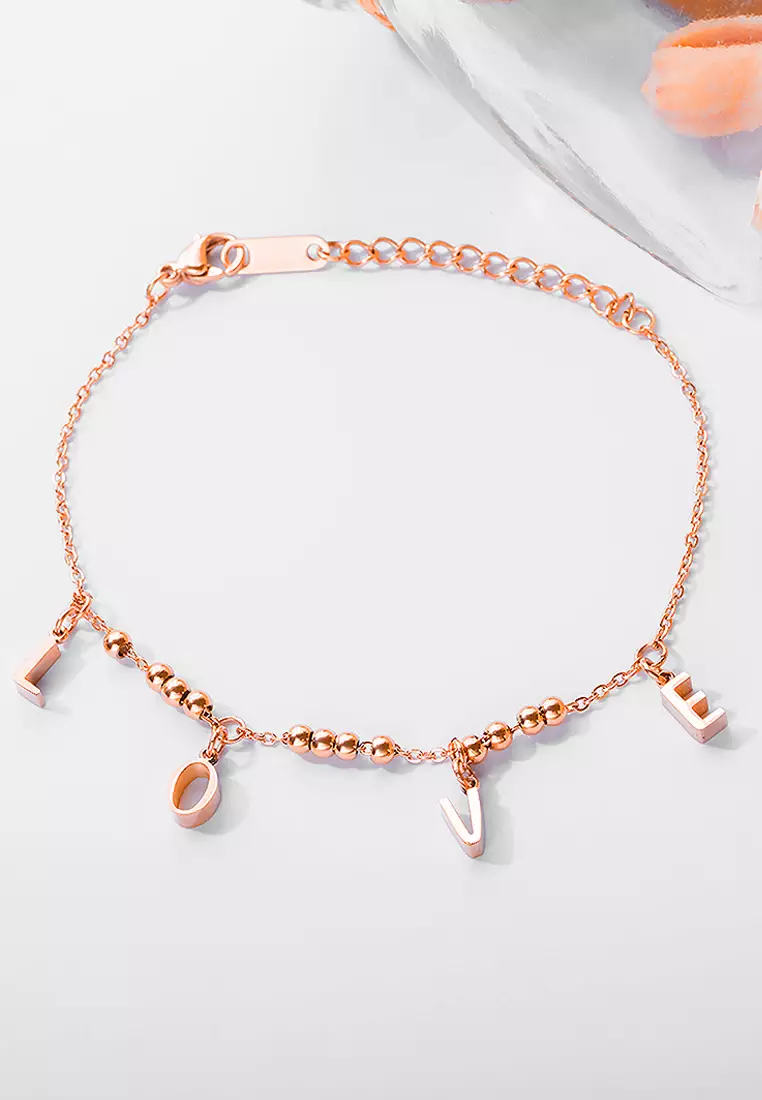 Love Charm Bracelet in Rose Gold