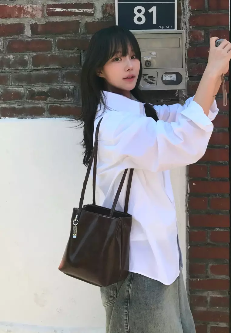 LOME Vegan Leather Shoulder Bag Brown