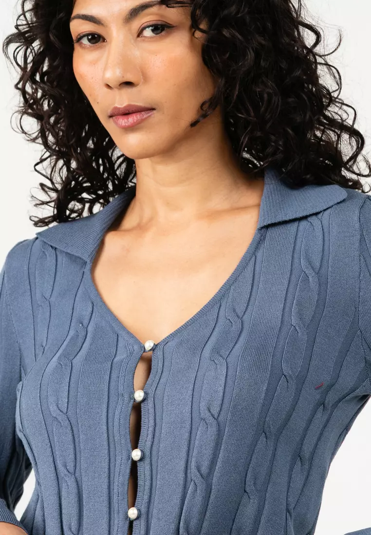 Pearl Polo Button Cardigan
