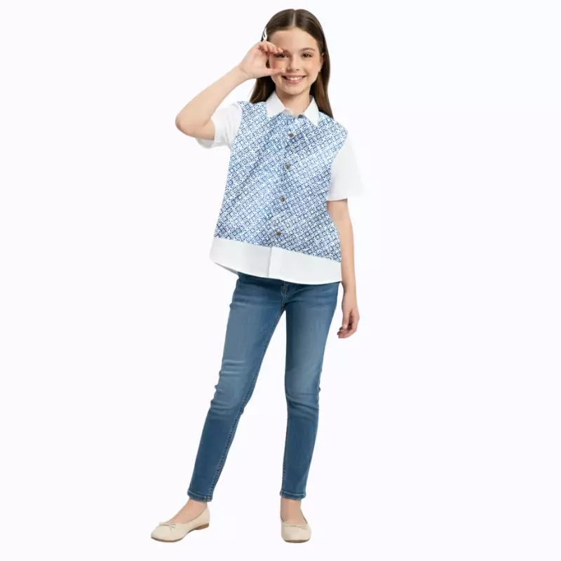  Blouse Batik Anak Perempuan - Bhatara Batik Atlanta - Baju Batik Modern Lengan Pendek