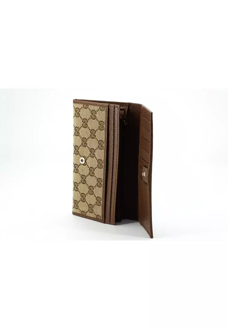 Authentic Gucci Wallet with Flap Top Closure and Multiple Compartments