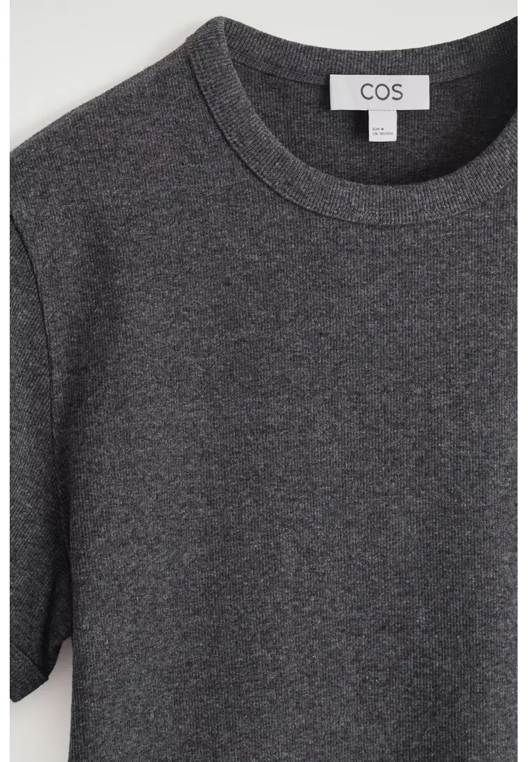 SLIM RIBBED COTTON T-SHIRT