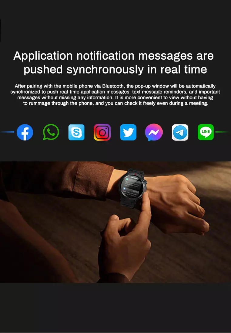 SmartWatch A80 Jam Tangan Anti Air Asli Pria Olahraga Kebugaran Pelacak Bluetooth Panggilan Baterai Tahan Lama Untuk Pria