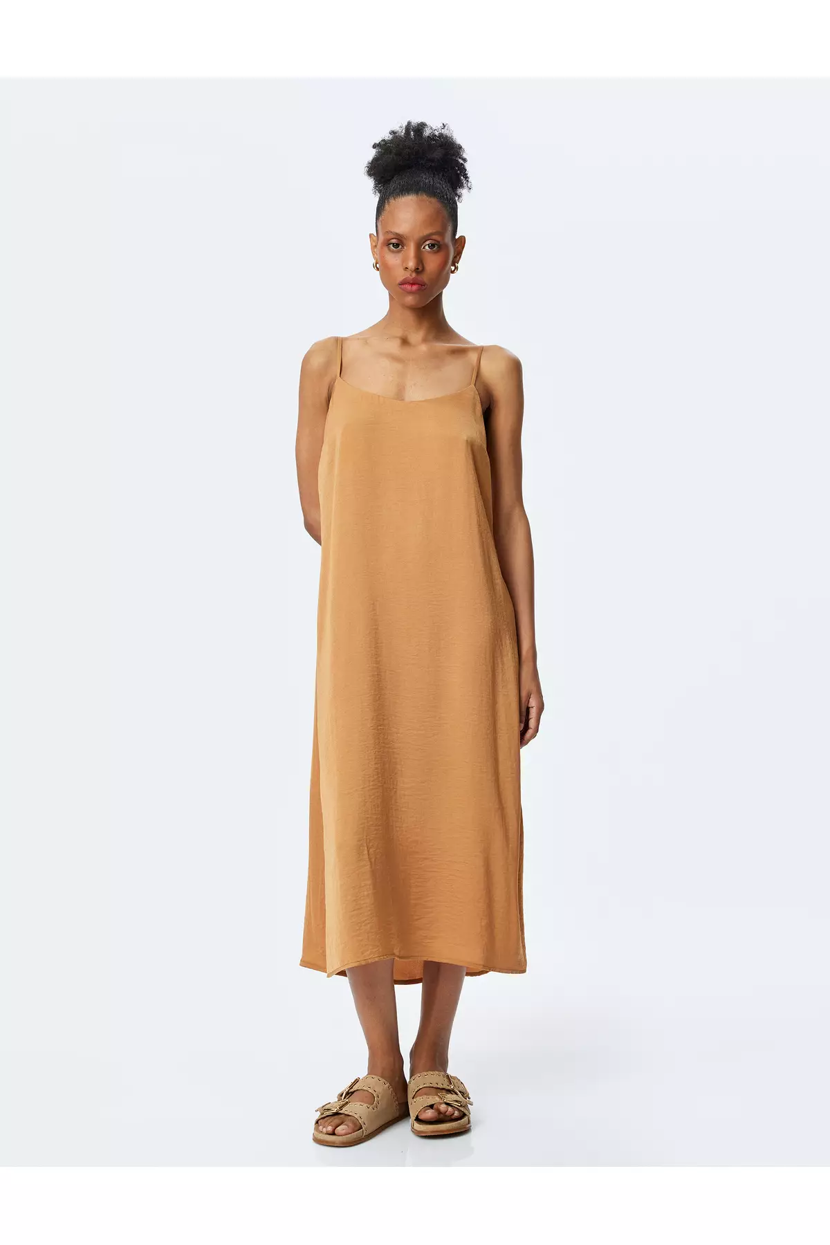 Straight Cut Slim Strap Long Dress