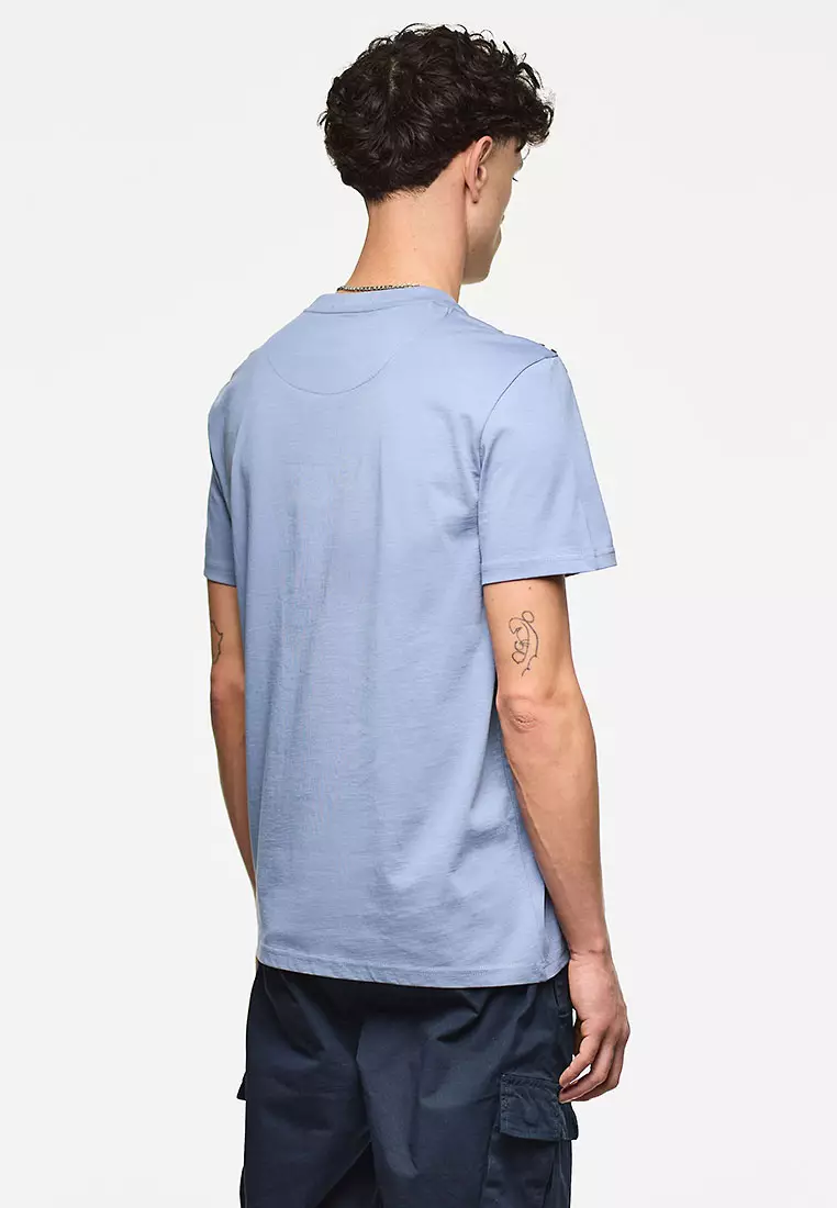 MENS BLUE SHADOW MANUEL TEE WITH MID HOUSE CHECK PIPING