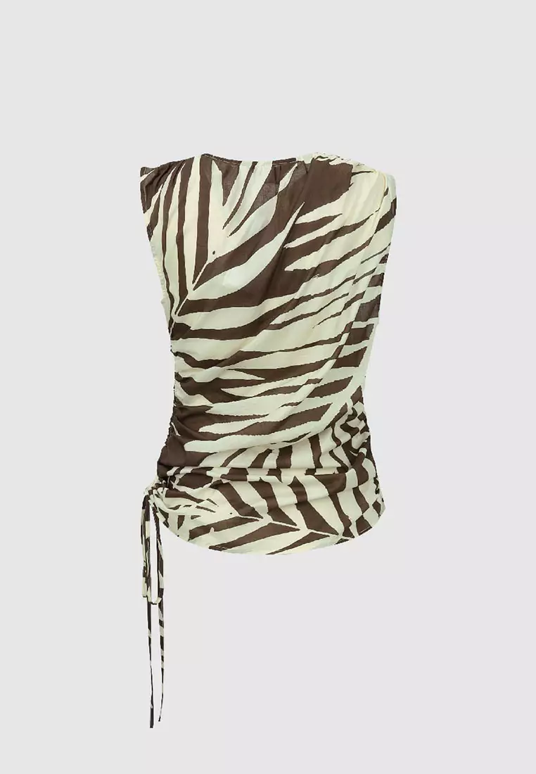 无袖袖荡领罩衫衬衫