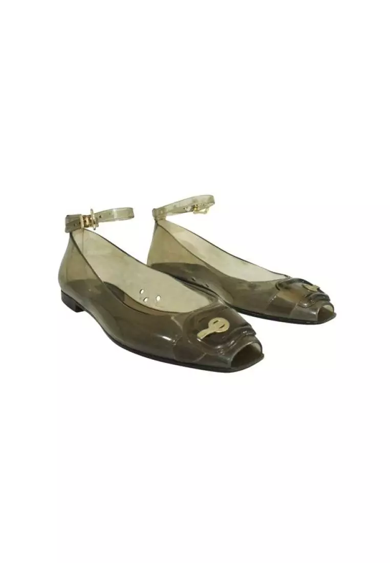 Fendi Pre Loved FENDI Brown Transparent Jelly Flat Sandals 2024