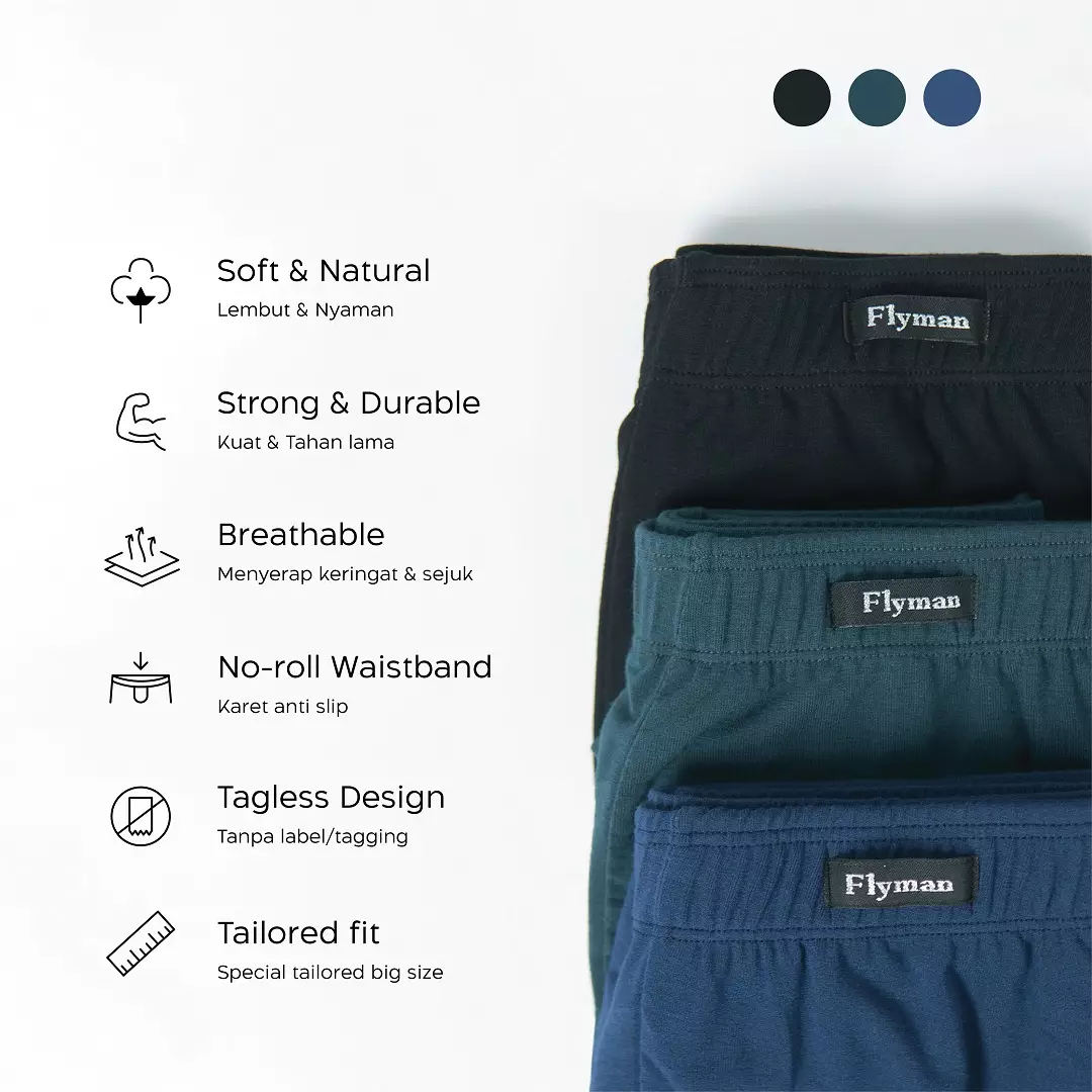 Flyman Tencel Big Size Boxer 1 pcs FM 3379 - Midnight
