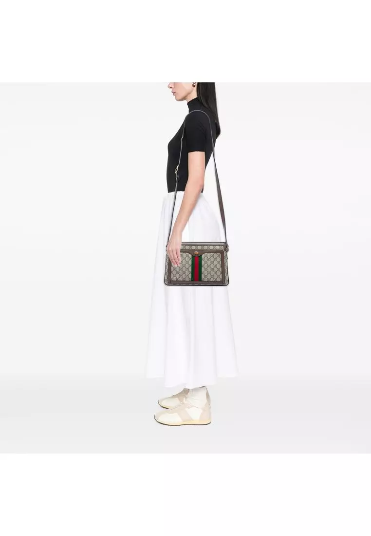 Pre-Loved Gucci Medium Gg Supreme Web Ophidia Crossbody
