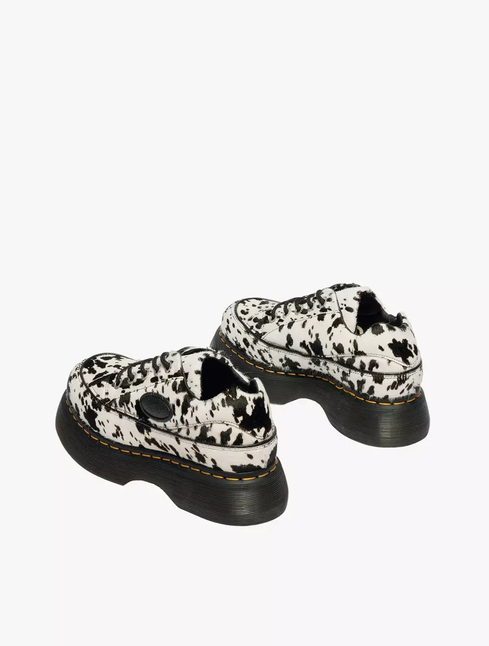Dr. Martens Buzz 5i 5 Eye Shoe Cream+Black Dalmatian Print Hair On