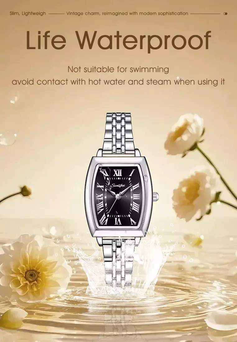 Jam Tangan Wanita Original Vintage Roman Design Anti Air Tali Alloy Jam Tangan Cewek Silverblack