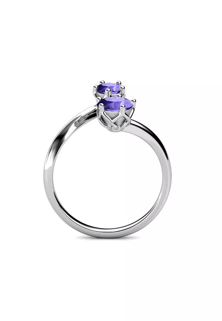 Birth Stone Ring February Amethyst WG - Cincin Crystal by Her Jewellery