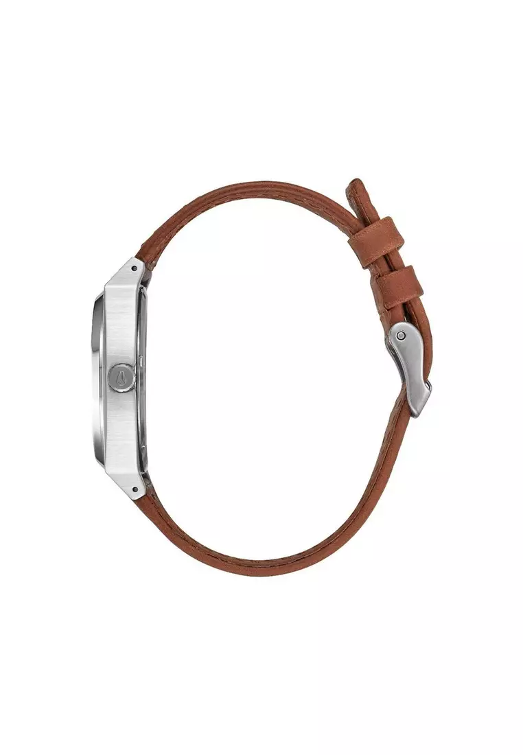 NIXON TIME TELLER DELUXE LEATHER SILVER SUNRAY / SADDLE A9272310