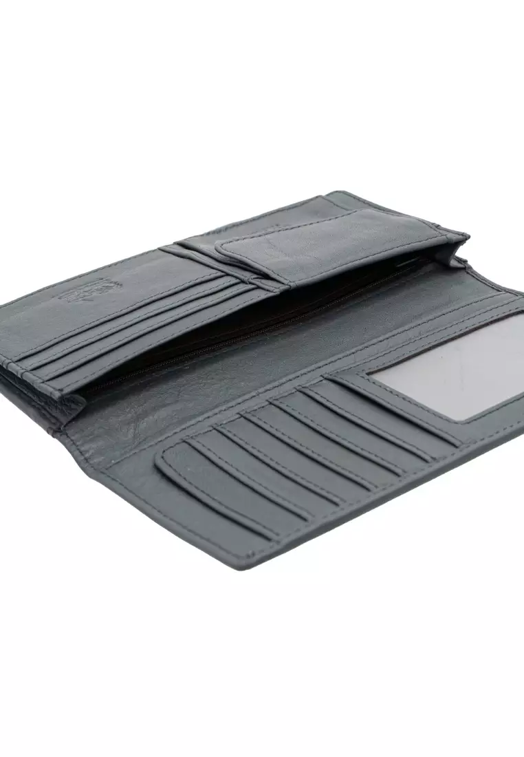 LancasterPolo Grain Leather RFID Bi-Fold Long Coin Wallet for Men PWB 20576